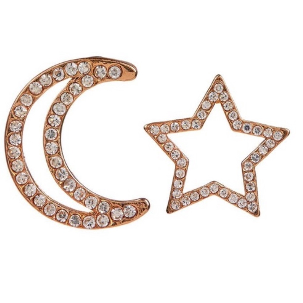 •You are my Moon & Stars• Gold Stud Earrings